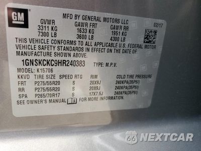 Zdjęcie 13 z 13 samochodu: 2017 CHEVROLET TAHOE K1500 PREMIER VIN:1GNSKCKC9HR240383 - miniatura