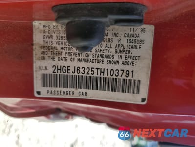 Zdjęcie 12 z 12 samochodu: 1996 HONDA CIVIC CX VIN:2HGEJ6325TH103791 - miniatura