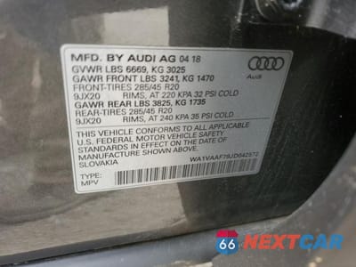 Zdjęcie 13 z 13 samochodu: 2018 AUDI Q7 VIN:WA1VAAF79JD042572 - miniatura