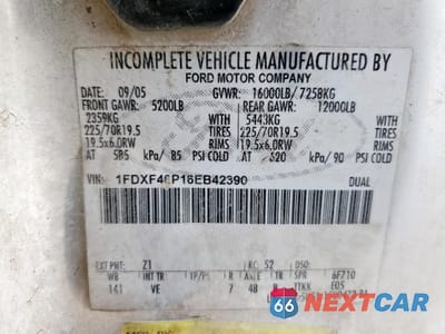 Zdjęcie 12 z 12 samochodu: 2006 FORD F450 SUPER DUTY VIN:1FDXF46P16EB42390 - miniatura