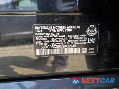 Zdjęcie 13 z 13 samochodu: 2022 BMW X5 XDRIVE40I VIN:5UXCR6C09N9K09949 - miniatura