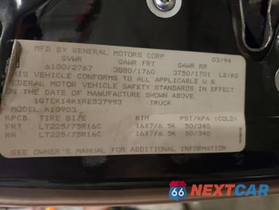 Zdjęcie 12 z 14 samochodu: 1994 GMC SIERRA K1500 VIN:1GTEK14KXRE537993 - miniatura