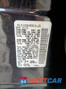 Zdjęcie 12 z 14 samochodu: 2012 INFINITI FX35 VIN:JN8AS1MU7CM122051 - miniatura