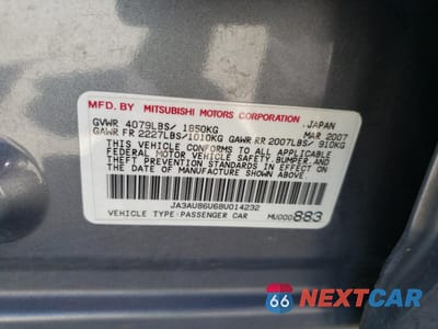 Zdjęcie 12 z 14 samochodu: 2008 MITSUBISHI LANCER GTS VIN:JA3AU86U68U014232 - miniatura