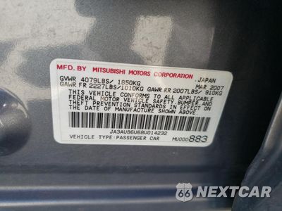 Zdjęcie 12 z 14 samochodu: 2008 MITSUBISHI LANCER GTS VIN:JA3AU86U68U014232 - miniatura