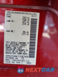 Zdjęcie 12 z 12 samochodu: 2022 NISSAN LEAF SV VIN:1N4AZ1CVXNC558246 - miniatura