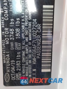 Zdjęcie 12 z 12 samochodu: 2020 HYUNDAI VELOSTER BASE VIN:KMHTG6AF7LU027204 - miniatura