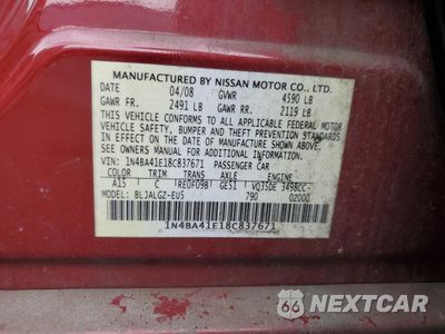 Zdjęcie 13 z 13 samochodu: 2008 NISSAN MAXIMA SE VIN:1N4BA41E18C837671 - miniatura
