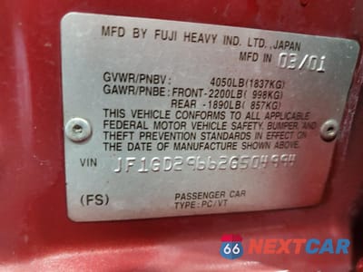 Zdjęcie 13 z 13 samochodu: 2002 SUBARU IMPREZA WRX VIN:JF1GD29662G504994 - miniatura