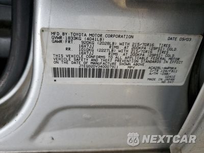 Zdjęcie 13 z 13 samochodu: 2004 TOYOTA RAV4 VIN:JTEGD20V340007911 - miniatura