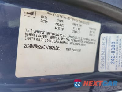 Zdjęcie 13 z 14 samochodu: 1998 BUICK REGAL LS VIN:2G4WB52K0W1521325 - miniatura