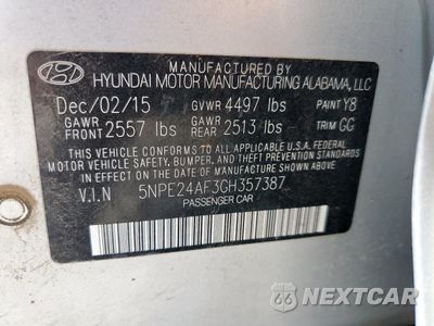 Zdjęcie 12 z 12 samochodu: 2016 HYUNDAI SONATA SE VIN:5NPE24AF3GH357387 - miniatura