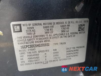Zdjęcie 12 z 12 samochodu: 2017 CHEVROLET 1500 VIN:3GCPCSEC5HG205602 - miniatura