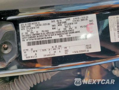 Zdjęcie 12 z 14 samochodu: 2016 FORD F150 SUPERCREW VIN:1FTFW1EG5GKF63094 - miniatura
