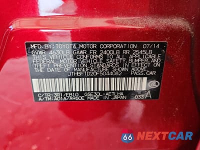 Zdjęcie 12 z 14 samochodu: 2015 LEXUS IS 250 VIN:JTHBF1D20F5044082 - miniatura