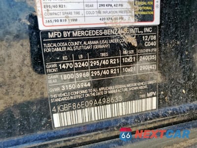 Zdjęcie 14 z 16 samochodu: 2009 MERCEDES-BENZ GL 550 4MATIC VIN:4JGBF86E09A498633 - miniatura