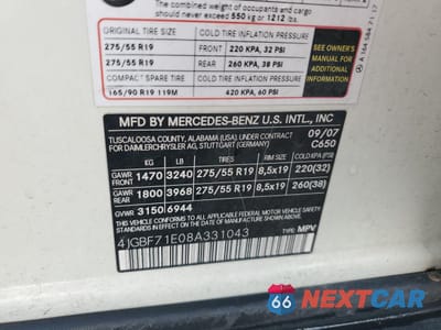 Zdjęcie 12 z 12 samochodu: 2008 MERCEDES-BENZ GL 450 4MATIC VIN:4JGBF71E08A331043 - miniatura