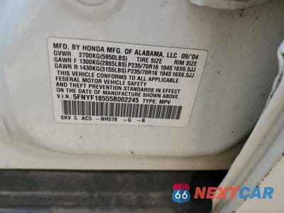 Zdjęcie 12 z 12 samochodu: 2005 HONDA PILOT EXL VIN:5FNYF18555B002245 - miniatura