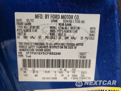 Zdjęcie 12 z 14 samochodu: 2012 FORD F150 SUPERCREW VIN:1FTFW1EF5CFB92240 - miniatura