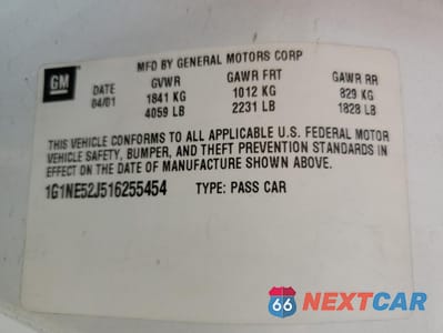 Zdjęcie 12 z 12 samochodu: 2001 CHEVROLET MALIBU LS VIN:1G1NE52J516255454 - miniatura