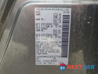 Zdjęcie 13 z 16 samochodu: 2018 NISSAN PATHFINDER S VIN:5N1DR2MM9JC633754 - miniatura