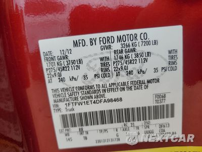 Zdjęcie 12 z 14 samochodu: 2013 FORD F150 SUPERCREW VIN:1FTFW1ET4DFA98468 - miniatura