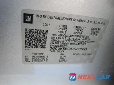 Zdjęcie 13 z 13 samochodu: 2018 CHEVROLET SILVERADO K1500 LTZ VIN:3GCUKSEC0JG210993 - miniatura