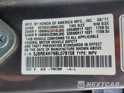 Zdjęcie 13 z 13 samochodu: 2011 HONDA CR-V EXL VIN:5J6RE4H79BL078158 - miniatura