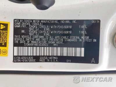 Zdjęcie 14 z 14 samochodu: 2014 TOYOTA HIGHLANDER XLE VIN:5TDKKRFH8ES030923 - miniatura