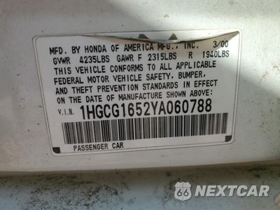 Zdjęcie 13 z 15 samochodu: 2000 HONDA ACCORD EX VIN:1HGCG1652YA060788 - miniatura