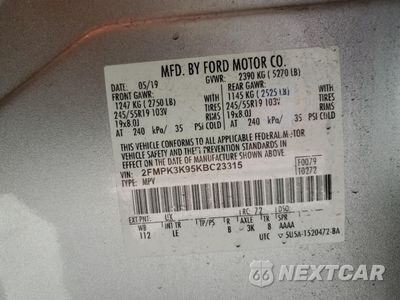 Zdjęcie 13 z 13 samochodu: 2019 FORD EDGE TITANIUM VIN:2FMPK3K95KBC23315 - miniatura