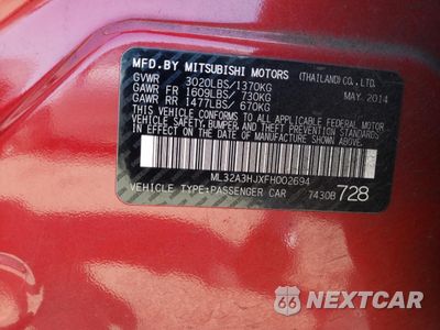 Zdjęcie 12 z 12 samochodu: 2015 MITSUBISHI MIRAGE DE VIN:ML32A3HJXFH002694 - miniatura