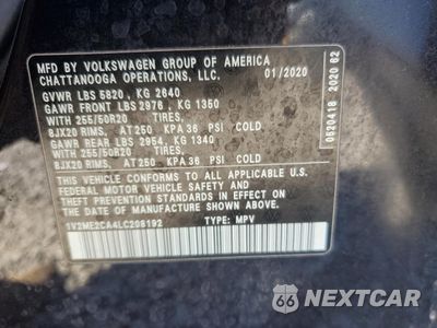 Zdjęcie 13 z 14 samochodu: 2020 VOLKSWAGEN ATLAS CROSS SPORT SEL VIN:1V2ME2CA4LC208192 - miniatura