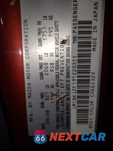 Zdjęcie 12 z 12 samochodu: 2004 MAZDA 3 I VIN:JM1BK32F191220311 - miniatura