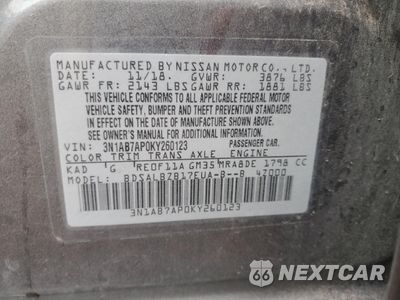 Zdjęcie 12 z 15 samochodu: 2019 NISSAN SENTRA S VIN:3N1AB7AP0KY260123 - miniatura