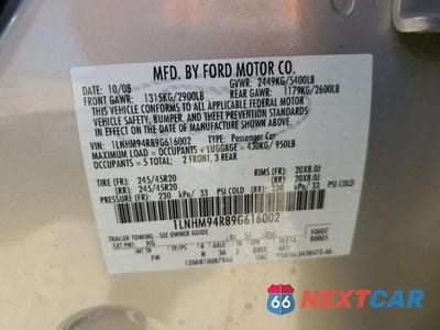 Zdjęcie 12 z 14 samochodu: 2009 LINCOLN MKS VIN:1LNHM94R89G616002 - miniatura