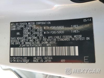 Zdjęcie 13 z 15 samochodu: 2014 LEXUS LX 570 VIN:JTJHY7AX7E4156243 - miniatura