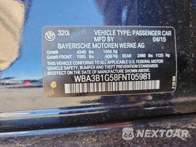 Zdjęcie 12 z 12 samochodu: 2015 BMW 320 I VIN:WBA3B1G58FNT05981 - miniatura