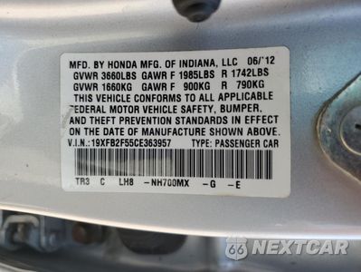 Zdjęcie 12 z 14 samochodu: 2012 HONDA CIVIC LX VIN:19XFB2F55CE363957 - miniatura
