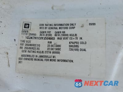 Zdjęcie 10 z 10 samochodu: 2000 GMC C-SERIES C7H042 VIN:1GDK7H1C0YJ504903 - miniatura