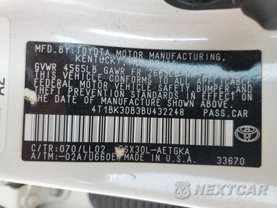 Zdjęcie 12 z 14 samochodu: 2011 TOYOTA AVALON BASE VIN:4T1BK3DB3BU432248 - miniatura
