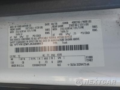 Zdjęcie 12 z 12 samochodu: 2018 FORD TRANSIT T-250 VIN:1FTYR1ZM1JKA89863 - miniatura