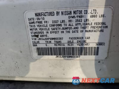Zdjęcie 13 z 13 samochodu: 2011 INFINITI EX35 BASE VIN:JN1AJ0HP6BM800397 - miniatura