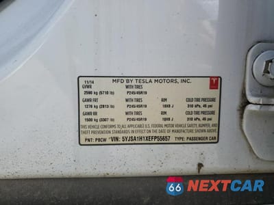 Zdjęcie 12 z 12 samochodu: 2014 TESLA MODEL S 4D 85 VIN:5YJSA1H1XEFP55657 - miniatura