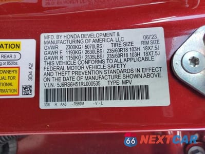 Zdjęcie 14 z 14 samochodu: 2024 HONDA CR-V SPORT VIN:5J6RS6H51RL000535 - miniatura