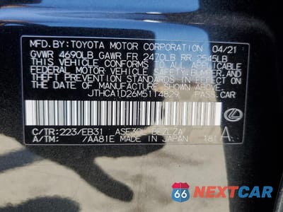 Zdjęcie 12 z 12 samochodu: 2021 LEXUS IS 300 VIN:JTHCA1D26M5114829 - miniatura