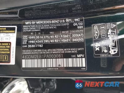 Zdjęcie 13 z 13 samochodu: 2023 MERCEDES-BENZ EQS SUV 450 4MATIC VIN:4JGDM2EB1PA003081 - miniatura