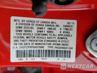 Zdjęcie 12 z 14 samochodu: 2016 HONDA CIVIC EX VIN:2HGFC2F87GH575942 - miniatura