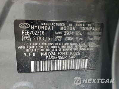 Zdjęcie 12 z 14 samochodu: 2017 HYUNDAI ELANTRA SE VIN:KMHD74LF2HU110326 - miniatura