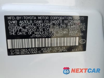 Zdjęcie 12 z 12 samochodu: 2016 LEXUS IS 200T VIN:JTHBA1D21G5009891 - miniatura